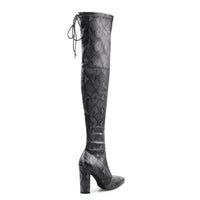 Super Thin Long Over the Knee Snake Skin Women High Heels - Image 2