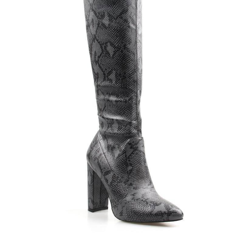 Super Thin Long Over the Knee Snake Skin Women High Heels - Image 3