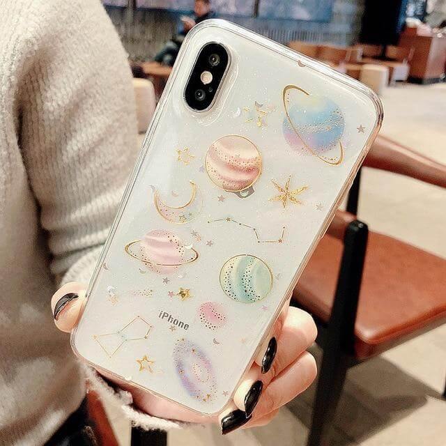 Cute Soft Clear Universe Planet Iphone Cases