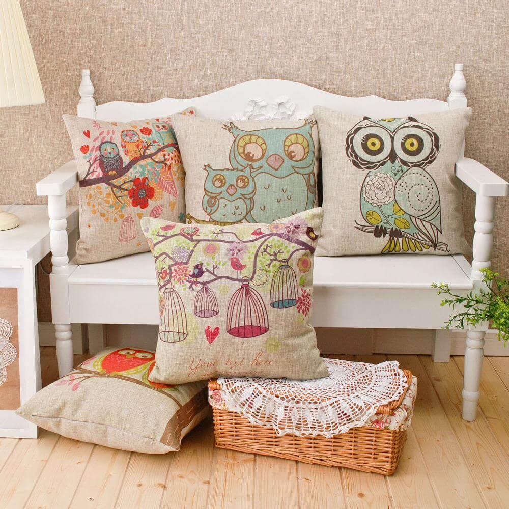 Bird Pattern Decorative Home Pillow Cases