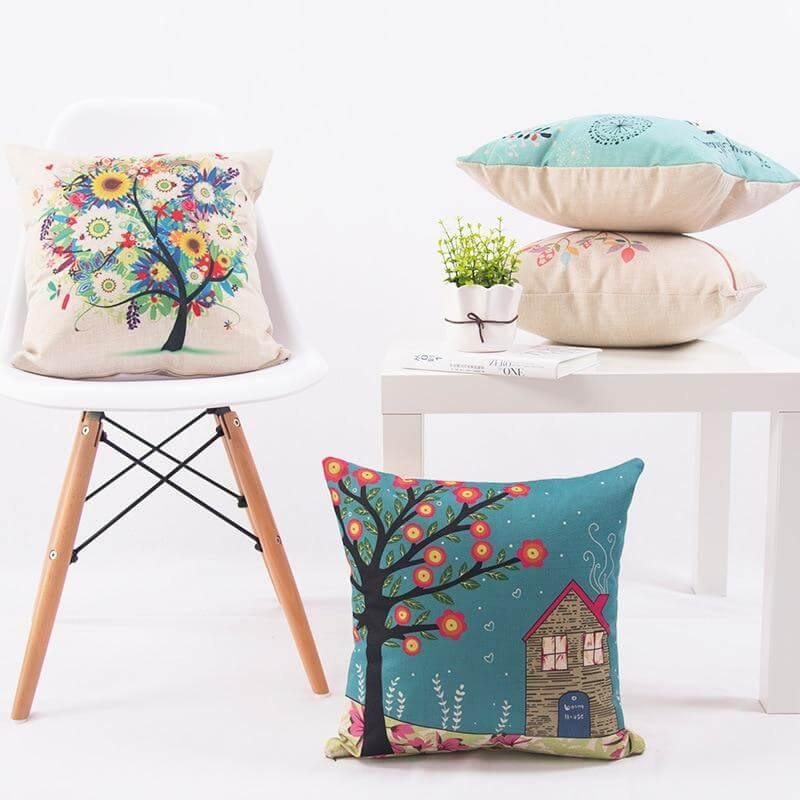 Decorative Tree Printed Home Cute Pillow Cases - Image 0