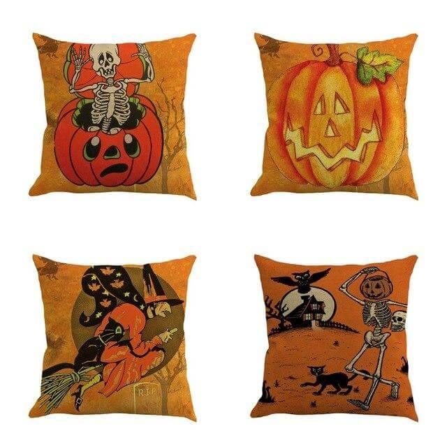 Halloween Pumpkin and Witch Printed Pillow Cases - MaviGadget