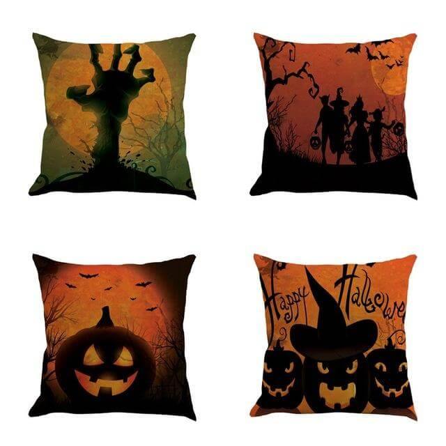 Halloween Pumpkin and Witch Printed Pillow Cases - MaviGadget