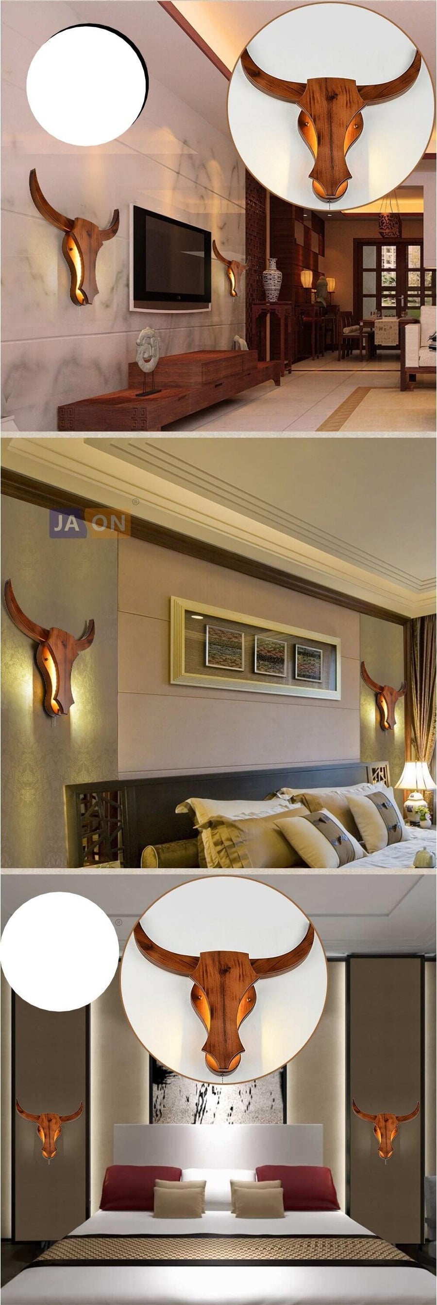 Iron Wooden Bull Led Light - Image 1