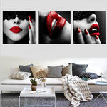 Sexy Red Lips Nails Art Posters