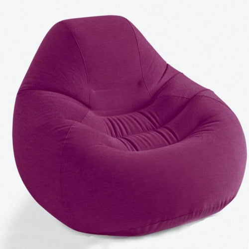 Flocking Single Lazy Inflatable Sofa Lounge Chair With Foot Pump - Image 0