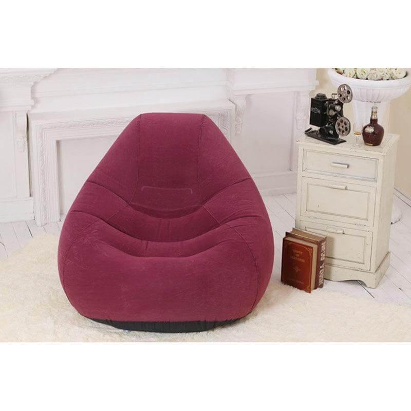 Flocking Single Lazy Inflatable Sofa Lounge Chair With Foot Pump - Image 1
