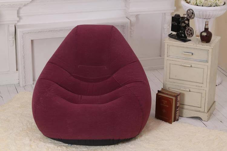 Flocking Single Lazy Inflatable Sofa Lounge Chair With Foot Pump - Image 5