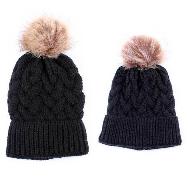 2Pcs Mom and Baby Warm Comfy Knit Hats - MaviGadget