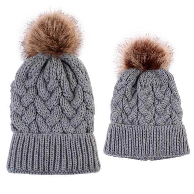 2Pcs Mom and Baby Warm Comfy Knit Hats - MaviGadget