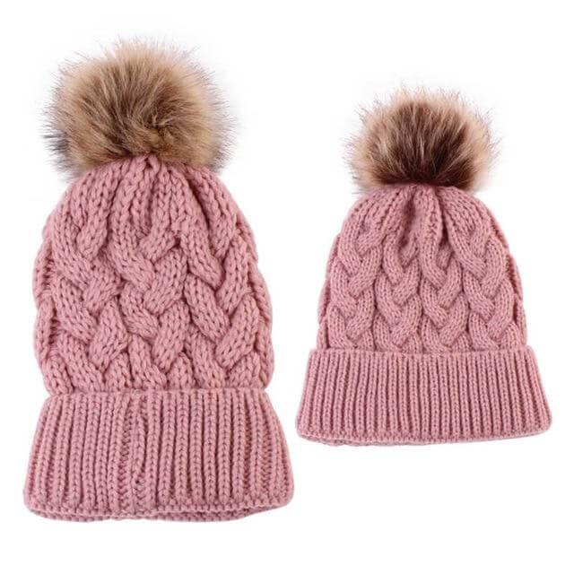 2Pcs Mom and Baby Warm Comfy Knit Hats - MaviGadget