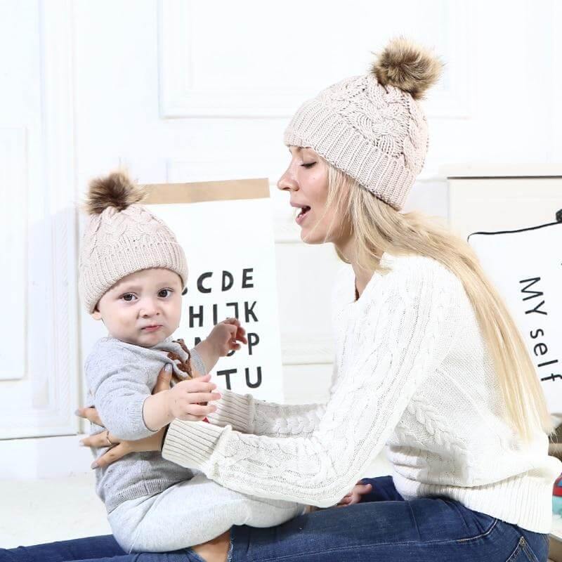 2Pcs Mom and Baby Warm Comfy Knit Hats - Image 7