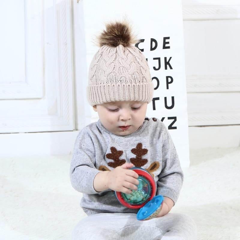 2Pcs Mom and Baby Warm Comfy Knit Hats - Image 1