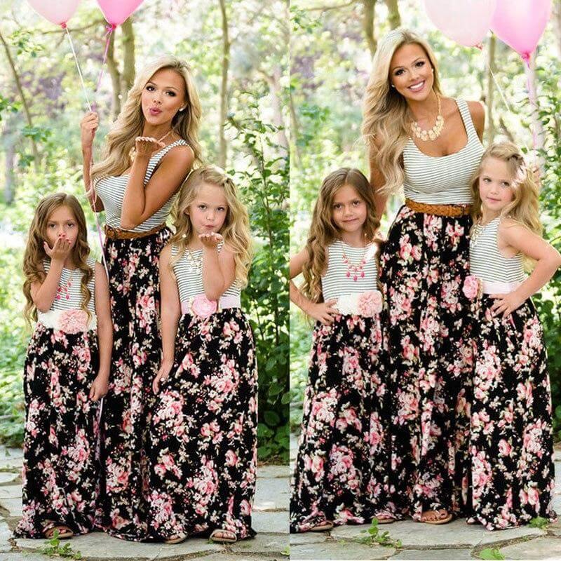 Floral Cute Mom and daughter Sundress Matching outfit - MaviGadget