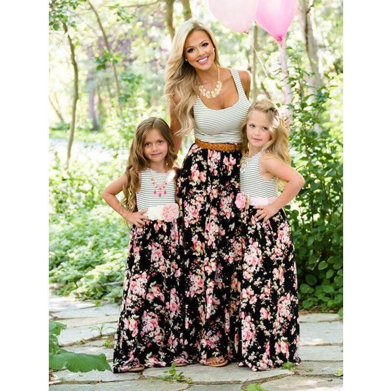 Floral Cute Mom and daughter Sundress Matching outfit - MaviGadget