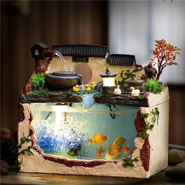 Tropical Fish Aquarium with Fountain - Image 1