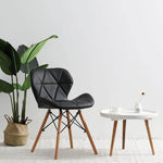 Modern Nordic Leather Wood Chair - MaviGadget