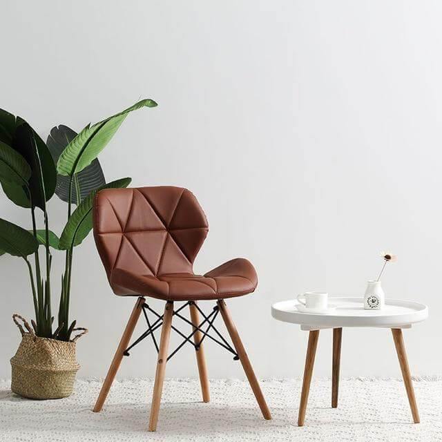 Modern Nordic Leather Wood Chair - MaviGadget