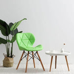 Modern Nordic Leather Wood Chair - MaviGadget