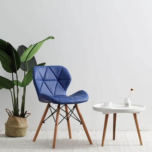 Modern Nordic Leather Wood Chair - Image 3