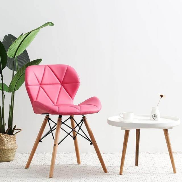 Modern Nordic Leather Wood Chair - MaviGadget