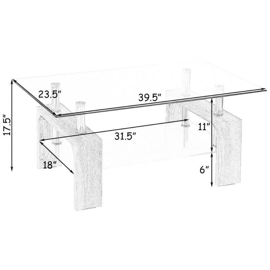 Rectangular Tempered Glass Coffee Table with Storage - Image 6