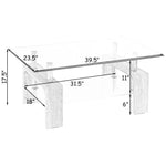 Rectangular Tempered Glass Coffee Table with Storage