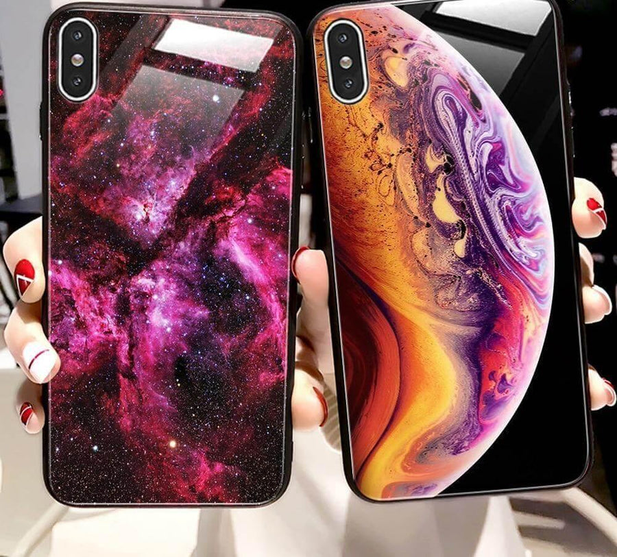 Luxury Space Silicone Glass Anti Slip Iphone Cases - Image 0