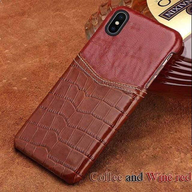 Handmade Crocodile Pattern Wax Leather Luxury IPhone Cases - Image 3