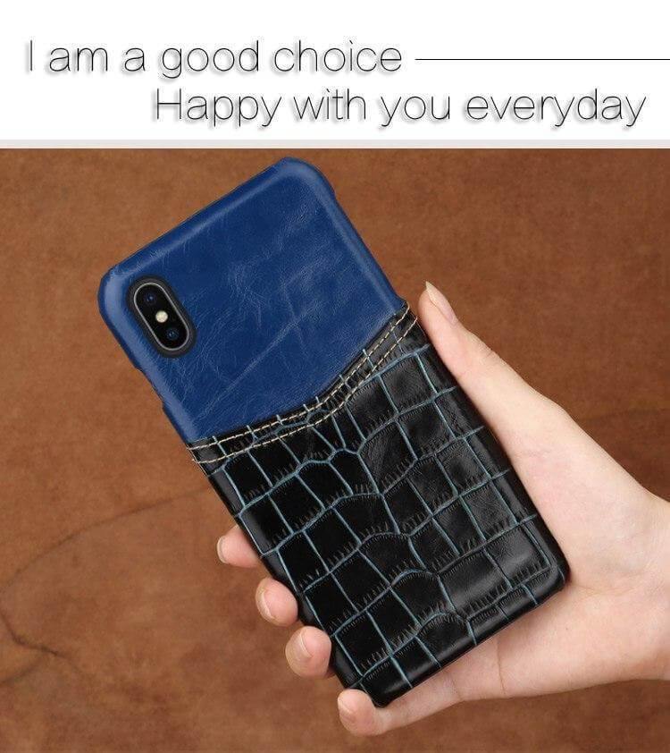 Handmade Crocodile Pattern Wax Leather Luxury IPhone Cases - Image 8