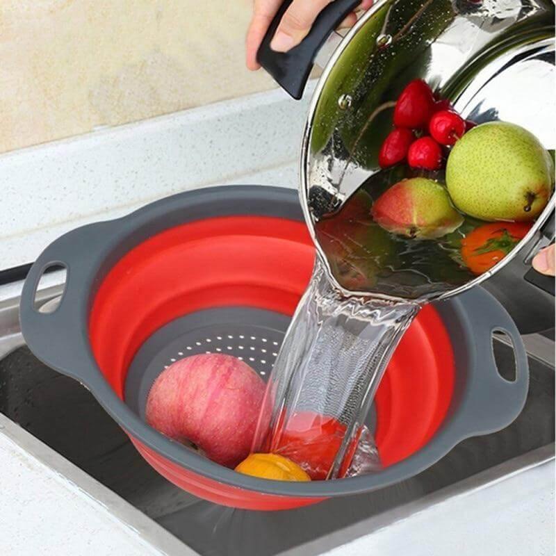 Foldable Silicone Colander Fruit Vegetable Washing Basket - Image 0