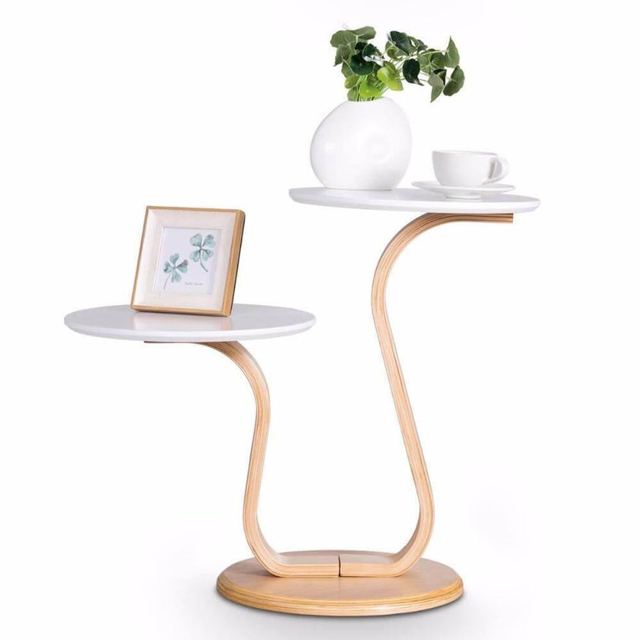 Modern Luxury Bentwood End Accent Table w/Curved Leg - Image 4