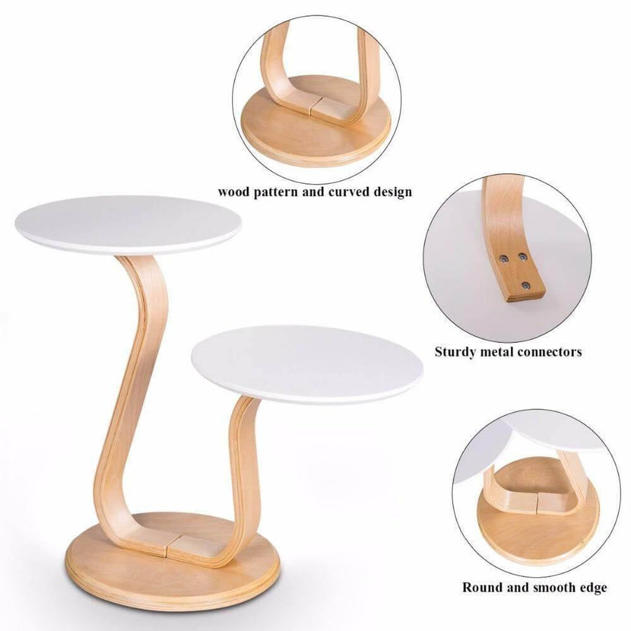 Modern Luxury Bentwood End Accent Table w/Curved Leg - Image 3