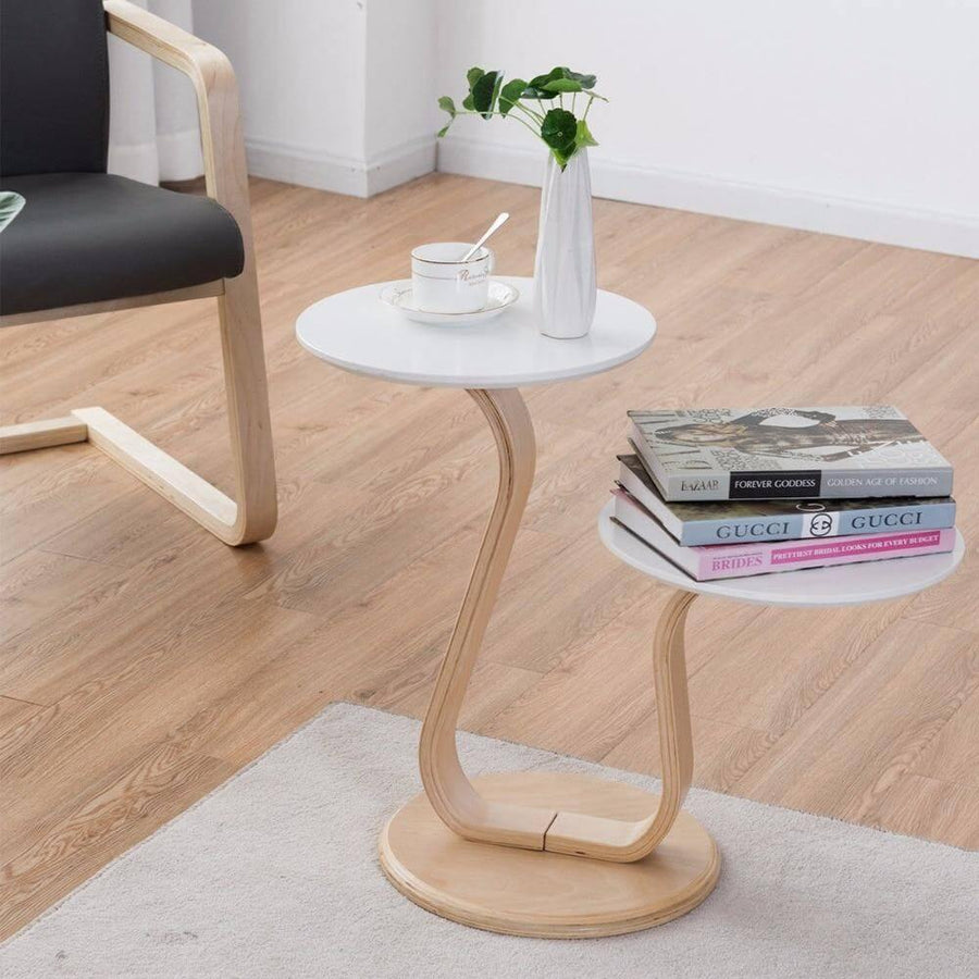 Modern Luxury Bentwood End Accent Table w/Curved Leg - Image 8