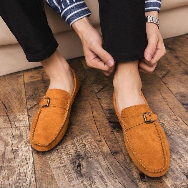 Luxury Suede Leather Slip On Driving Shoes for Men