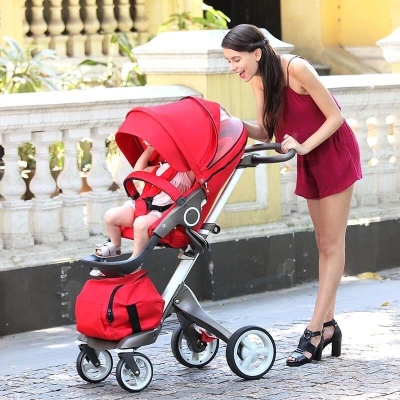Luxury High End and High Landscape Red Baby Stroller - Image 1