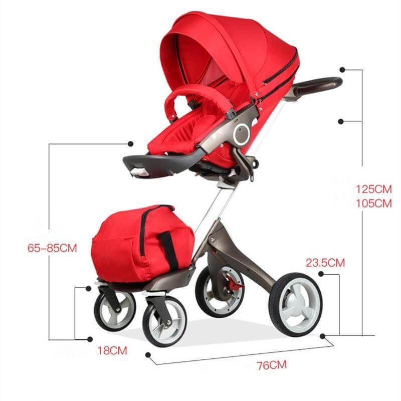 Luxury High End and High Landscape Red Baby Stroller - Image 3