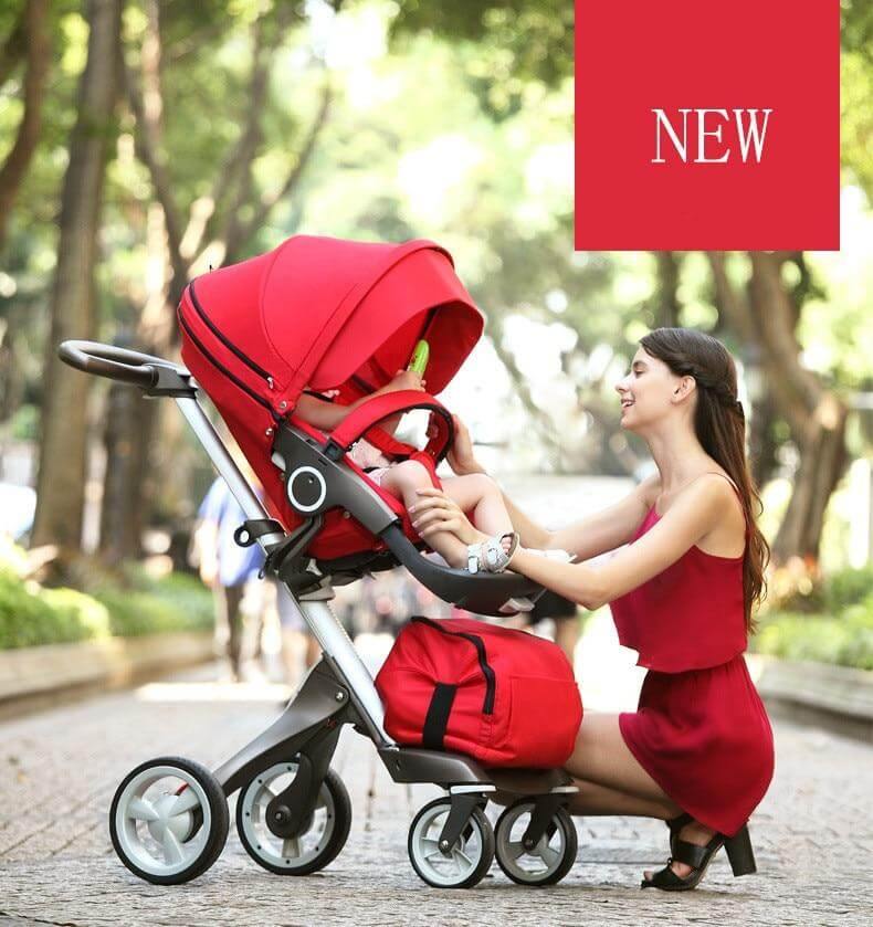 Luxury High End and High Landscape Red Baby Stroller - Image 2