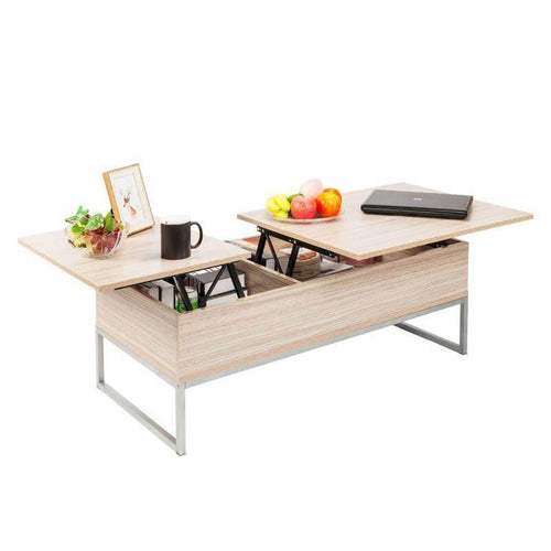 Adjustable Lift Top Coffee Table Modern Furniture Hidden Compartment And Lift Tabletop Imitation Wood Grain Color - Image 0