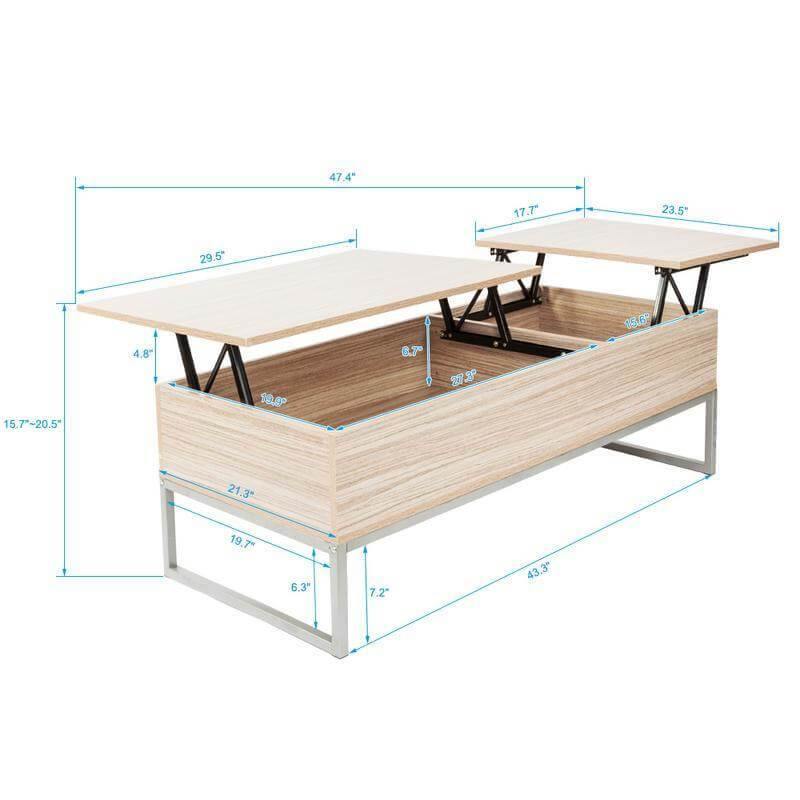 Adjustable Lift Top Coffee Table Modern Furniture Hidden Compartment And Lift Tabletop Imitation Wood Grain Color - Image 3
