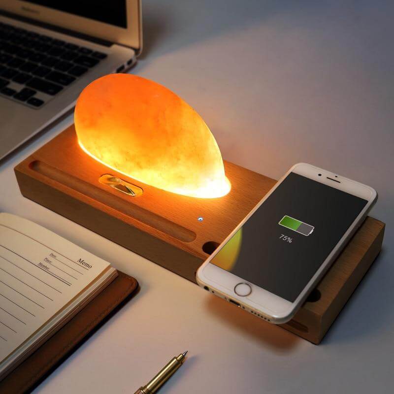 Sunrise Scene Himalayan Salt Led Lamp with Wireless Charger - Image 0