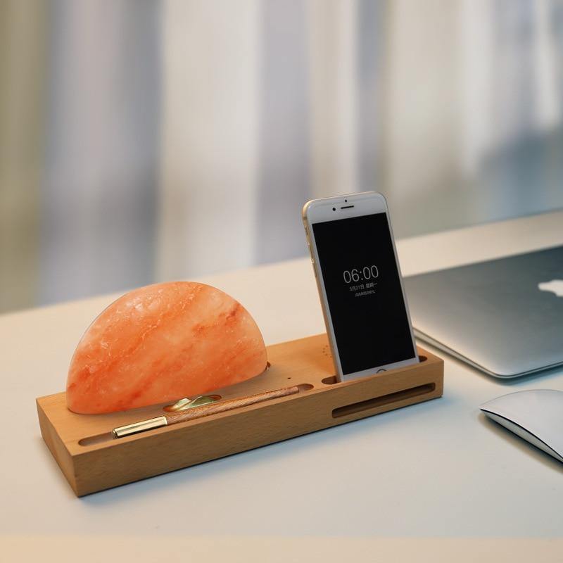 Sunrise Scene Himalayan Salt Led Lamp with Wireless Charger - Image 1