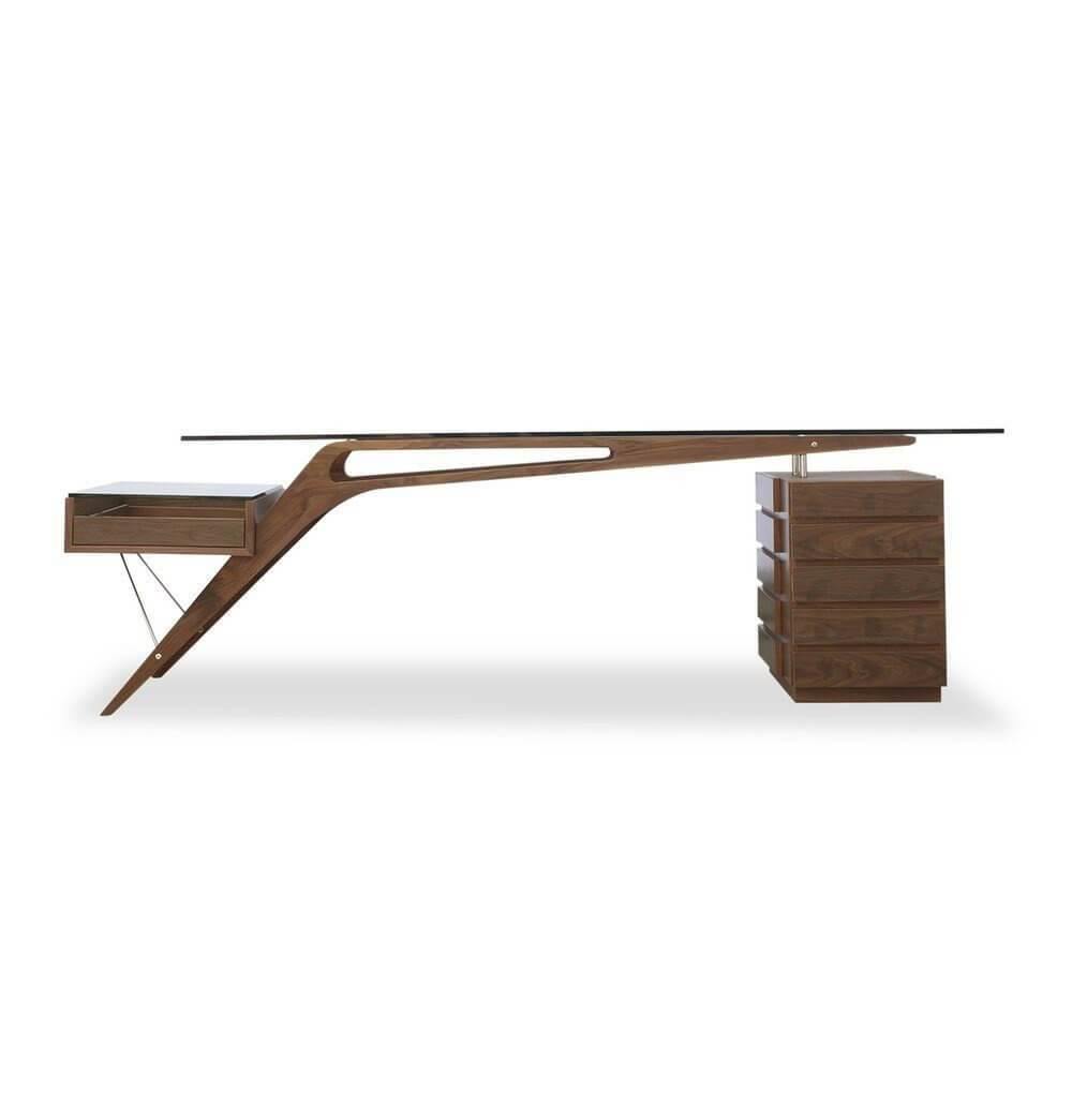 Futuristic Walnut Protractor Modern Desk