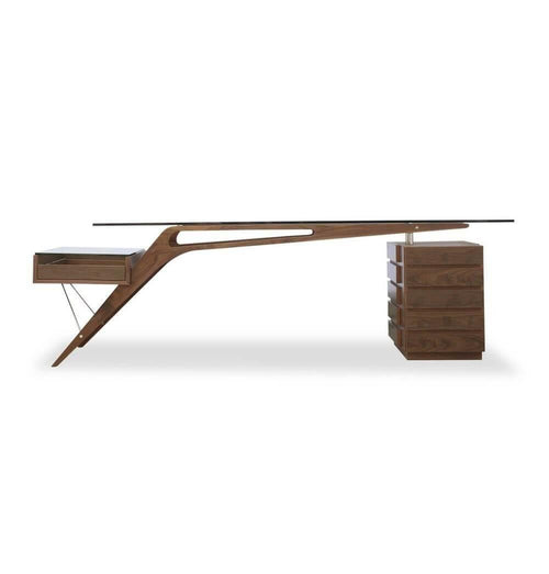 Futuristic Walnut Protractor Modern Desk - Image 0