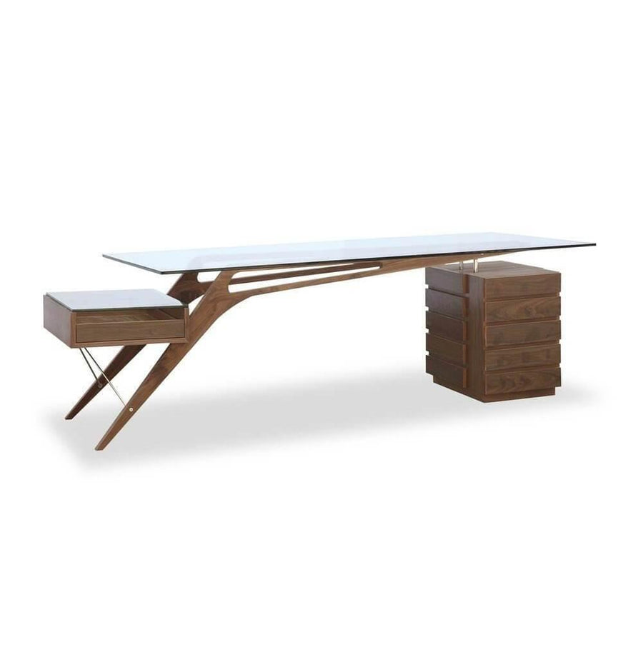 Futuristic Walnut Protractor Modern Desk - Image 4