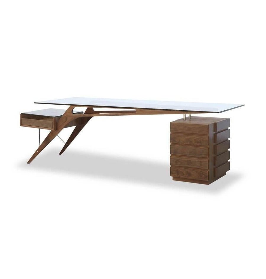Futuristic Walnut Protractor Modern Desk - Image 1