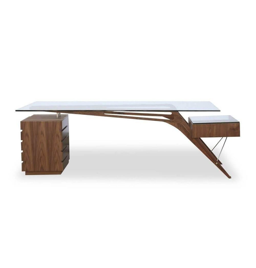 Futuristic Walnut Protractor Modern Desk - Image 6