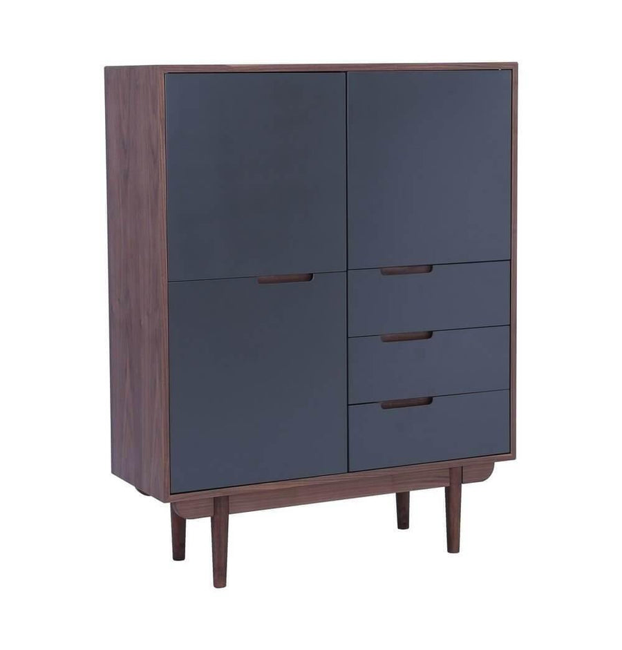 Walnut & Gunmetal Grey Tall Sideboard - Image 0