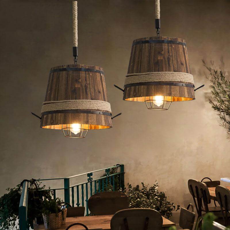 American Retro Wooden Barrel Chandelier