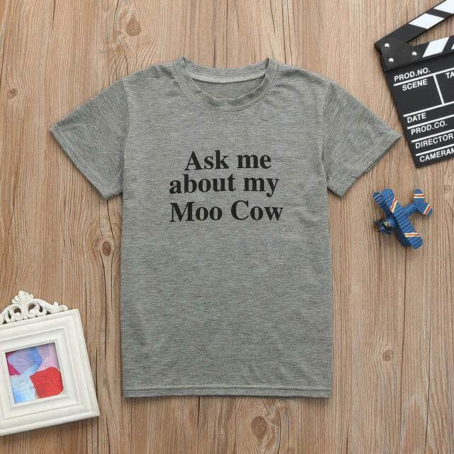 Ask Me About My Moo Cow Kid Funny Tshirt